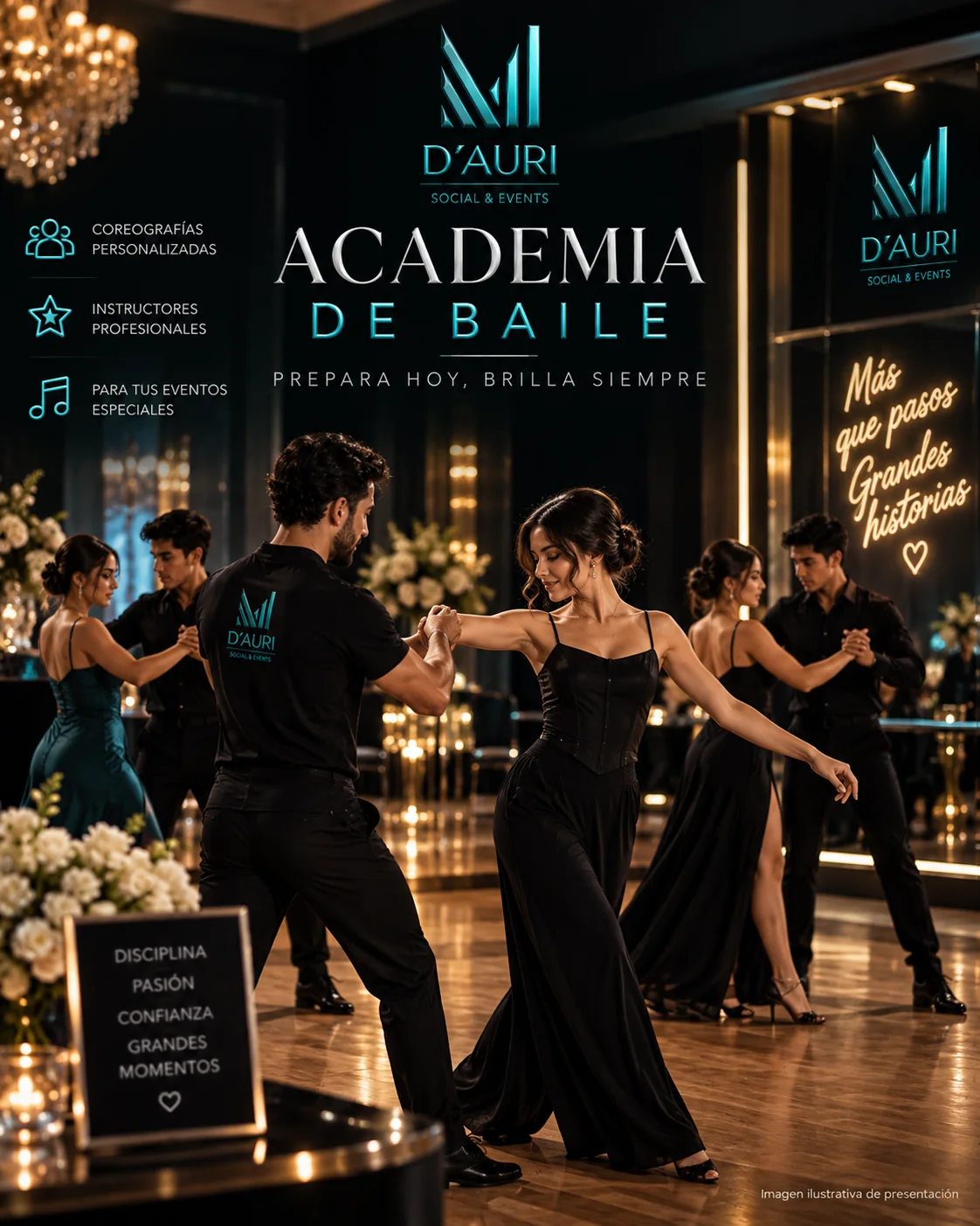 Visual ilustrativo de Academia de baile en D’Auri Social & Events